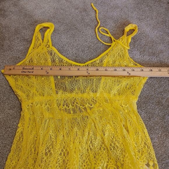 Vanity Size Small S Sheer Bright Yellow Swimsuit Cover Up Top Colorful Summer - Picture 10 of 10